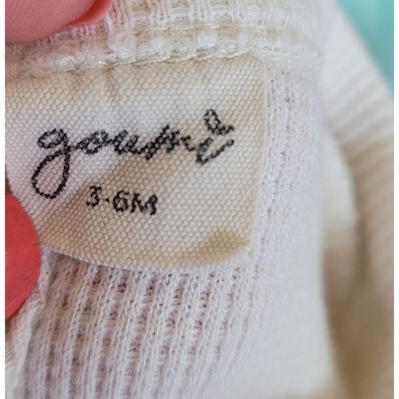 Goumi Kids Waffle Knit Footed Romper Zipper Front Cream 3-6 Months #9‎ - Picture 5 of 6